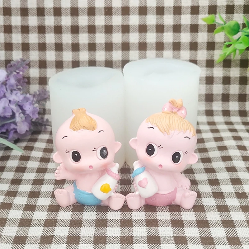 

3D Newborn Baby Silicone Candle Mold for Fondant Chocolate Candy Soap Cake Mould R2JC