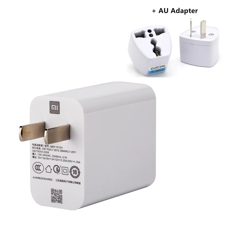 Add AU Adapter mi jia 27 Вт Зарядное устройство адаптер питания для быстрой зарядки для mi 9 Красный mi K20 Pro QC 3,0 зарядное устройство адаптер для 20 Вт Беспроводное зарядное устройство - Цвет: Add AU Adapter