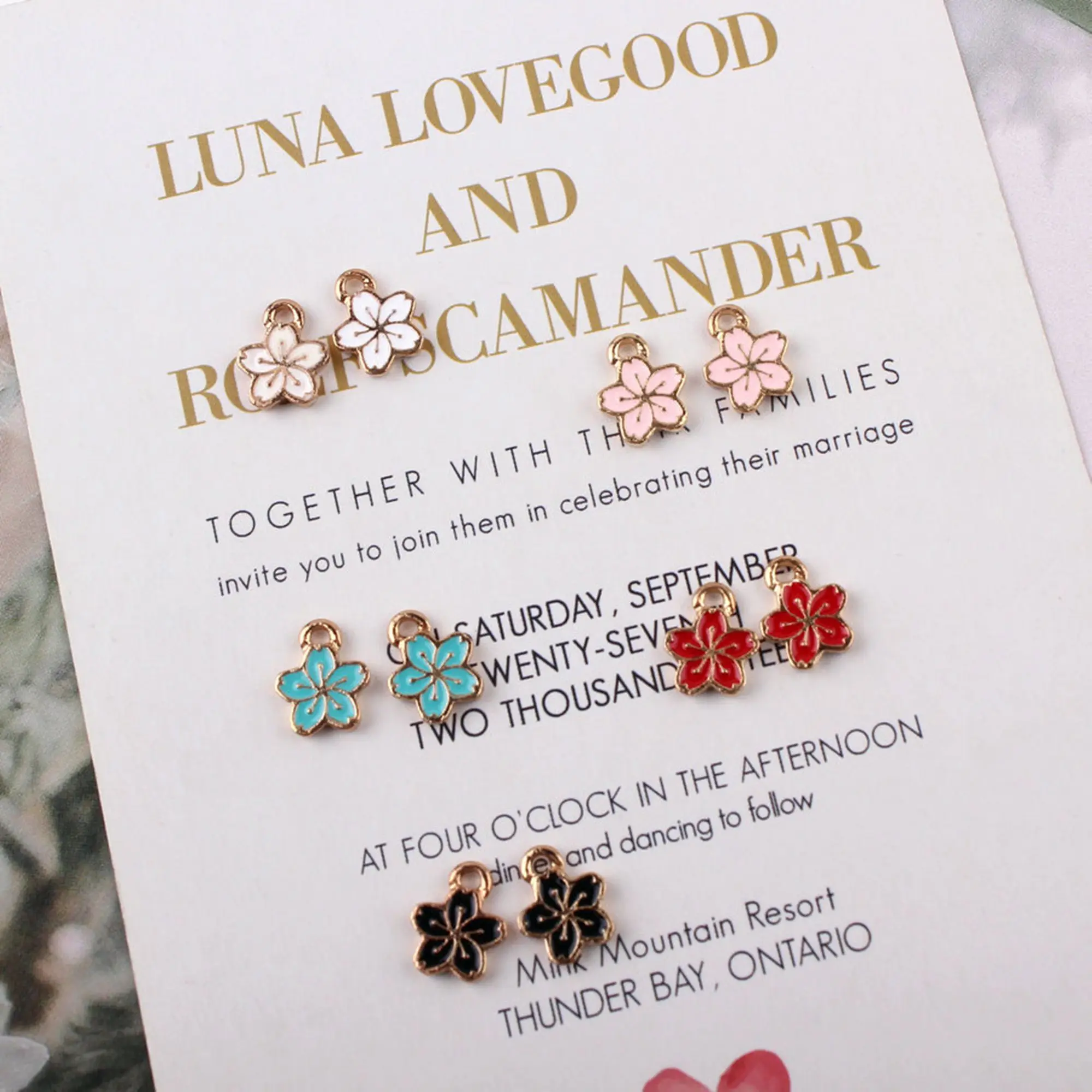 

10 шт./лот 9x11 мм K Золотой капельный подвесной кулон из сплава маленькая версия разноцветного вишневого цветка аксессуары «сделай сам»