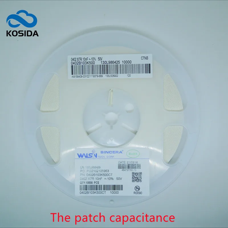 

Керамический конденсатор 10000 шт./лот 0402 103K 50V 10NF 10000PF 0,01 UF X7R 10% SMD 0402B103K500CT, новый и оригинальный