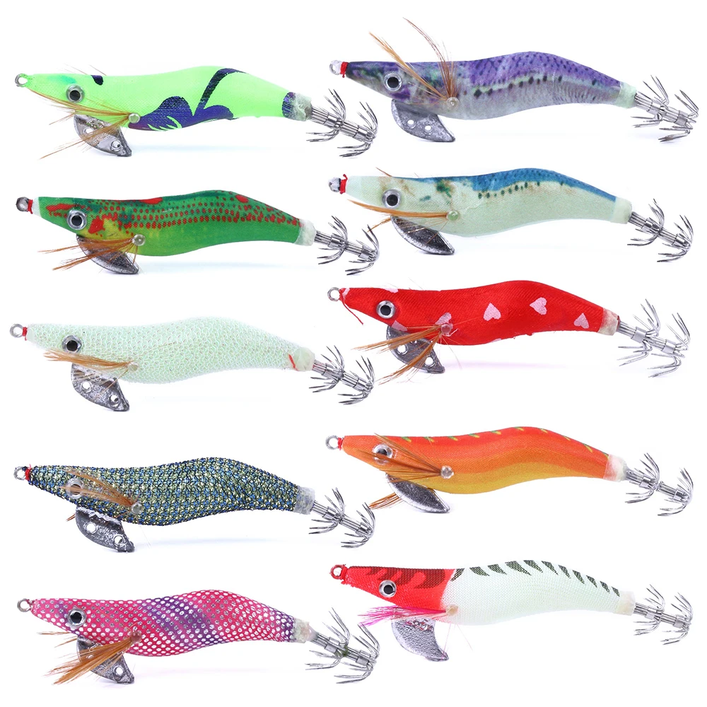 

10pcs Squid Jig 2.5# Lead Head Umbrella Squid Hook Lumious Bait Octopus Cuttlefish Jigging Wobbler Fishing Lure Shrimp Lures