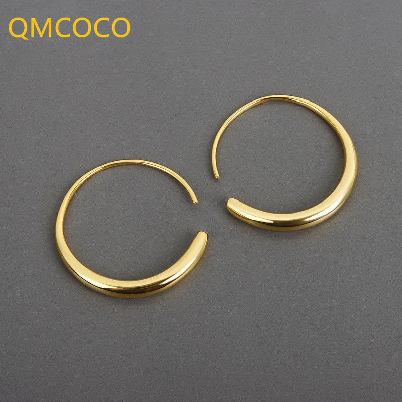 

QMCOCO Silver Color Hanging Earrings For Women INS Fashion Vintage C-Shape Simple Elegant Woman Bride Jewelry Ear Ornaments