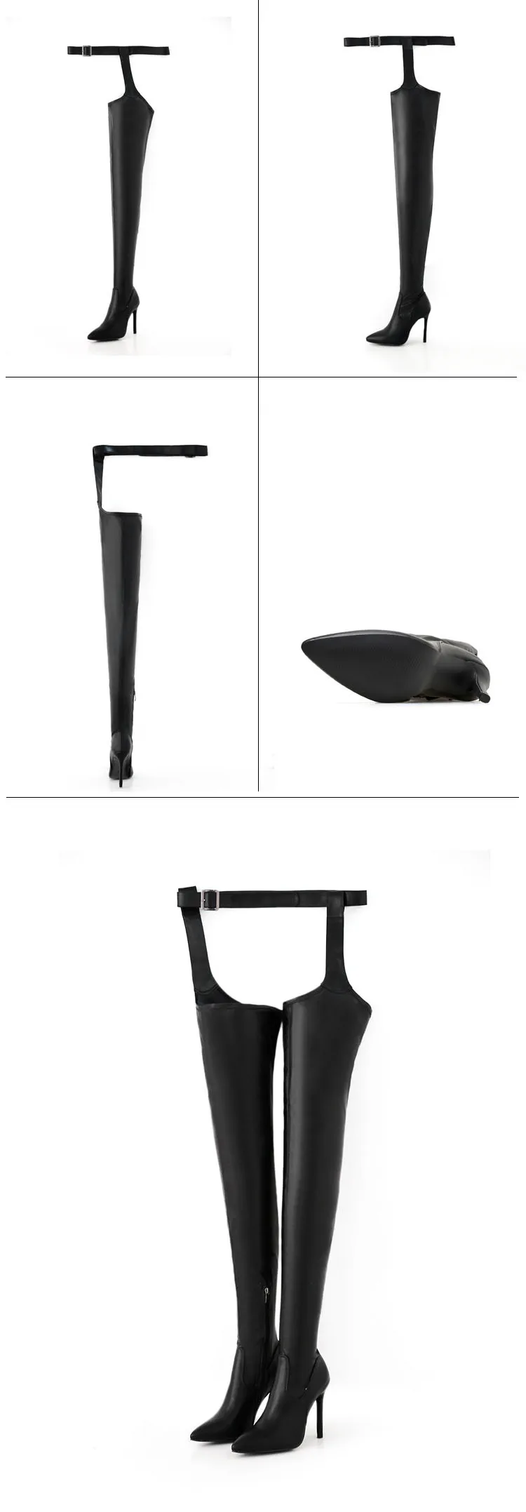 Plus Size 42 Leather Over The Knee High Boots Women Black Sexy Pants Boots One Boots Catwalk Women's Shoes thigh high boots