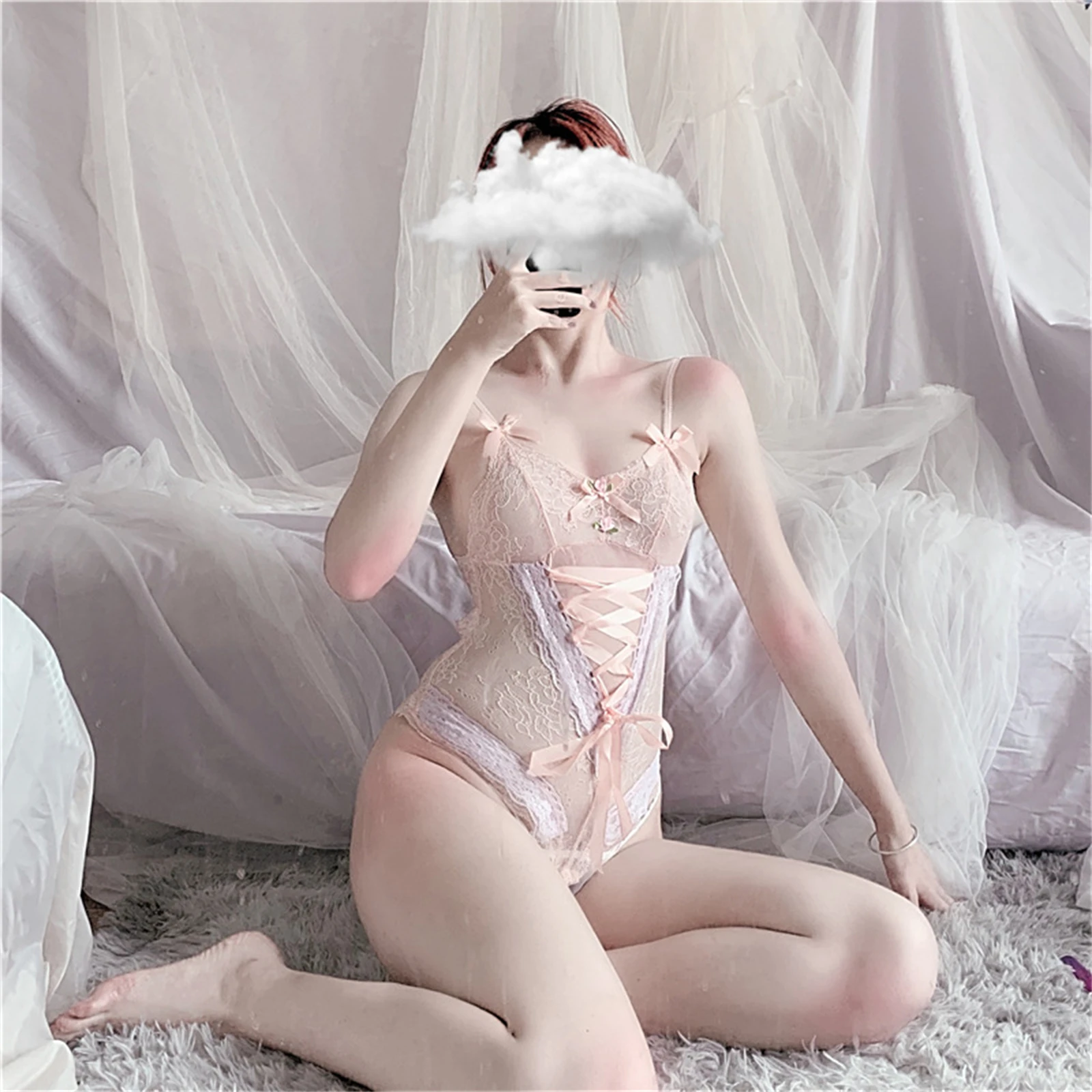 

Женская Кружевная повязка, эротическое искусственное искушение, прозрачный порно-костюм, интимное цельное сексуальное нижнее белье