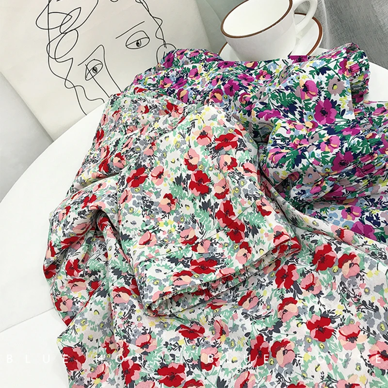 

Mujer Retro Oil Painting Floral Skirt Female 2020 Spring Summer Korea New High Waist Beach Skirt Mid-length A-line Skirts Z411