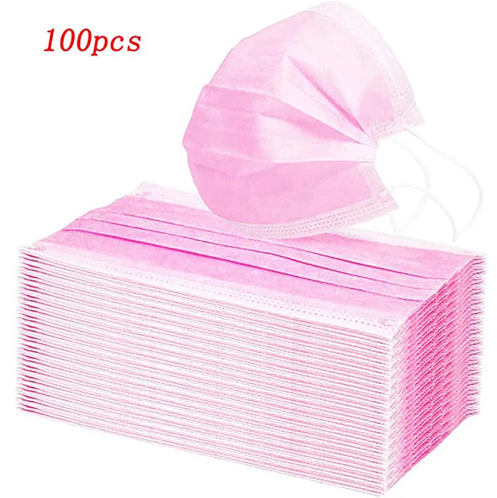 

100/50pcs Mask Disposable Face masks Non woven 3 Layer Mouth Mask Filter Black Dust proof Breathable Earloops Mask Fast Shipping