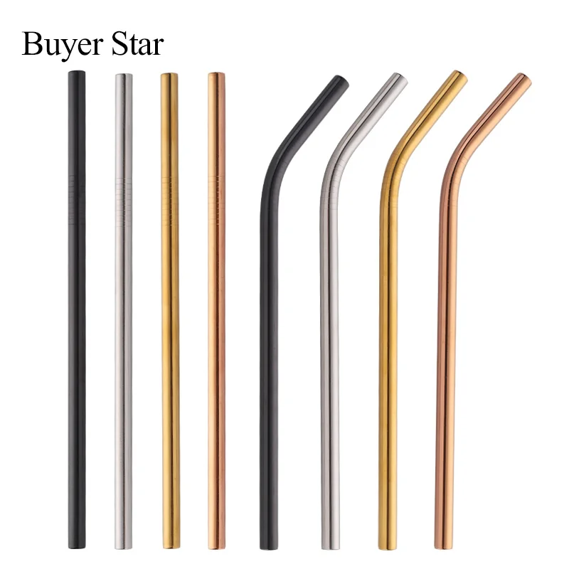 4 шт. металлическая длинная изогнутая прямая трубочка для питья из нержавеющей