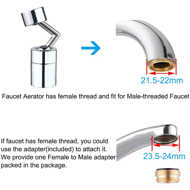 SHAI Universal Splash Faucet Spray Head 720 Degree Rotating Tap Filter Water Bubbler Aerator Kitchen Nozzle | Обустройство дома