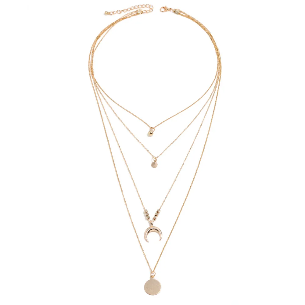 Женское многослойное ожерелье с подвеской стразы круглое Ювелирное Украшение