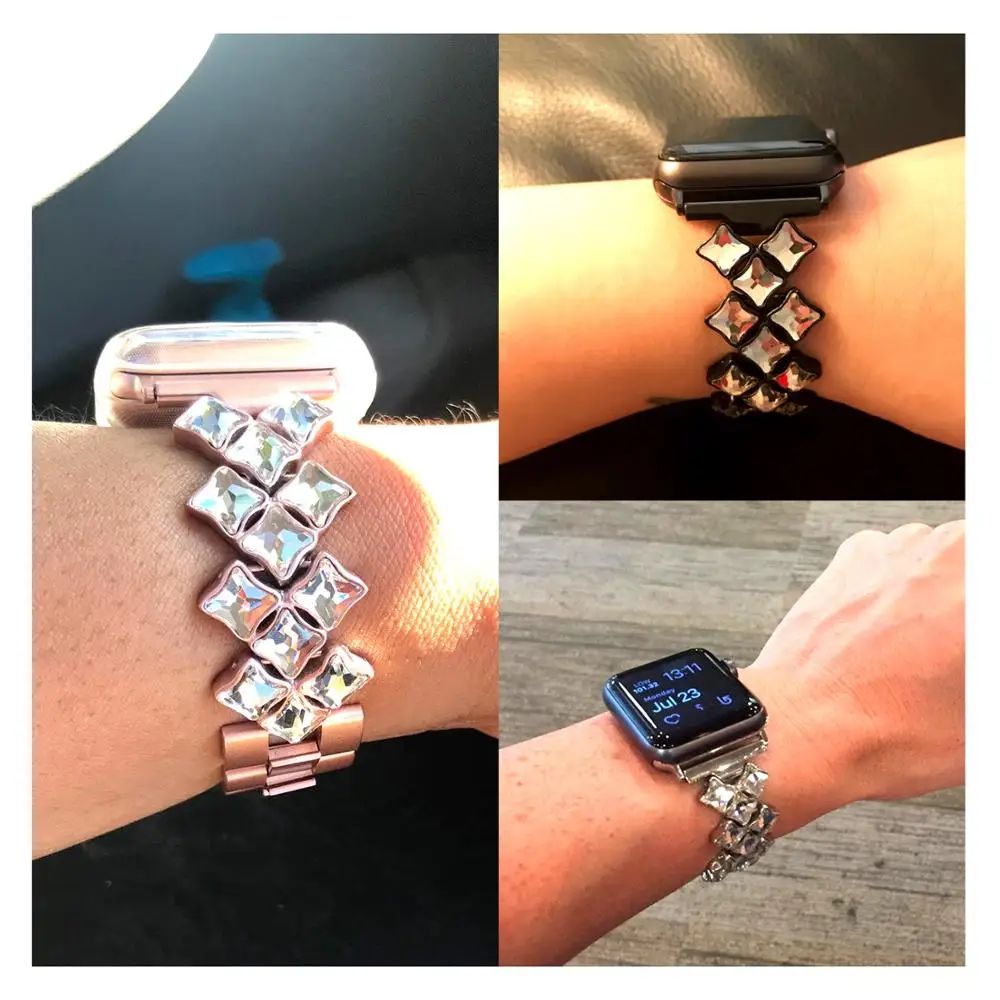 Diamond Jewelry Bands For Apple Watch band 38mm 42mm 40mm 44mm Stainless Steel strap iWatch Series 5 4 3 2 1 Women Lady bracelet