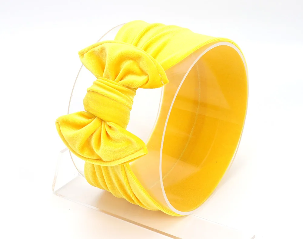 Velvet-Yellow Детская повязка на голову, детские украшения для волос Ободки для девочек, бандо Bebe Fille, Детские Луки головная повязка в виде чалмы, повязка на голову - Цвет: Velvet-Yellow