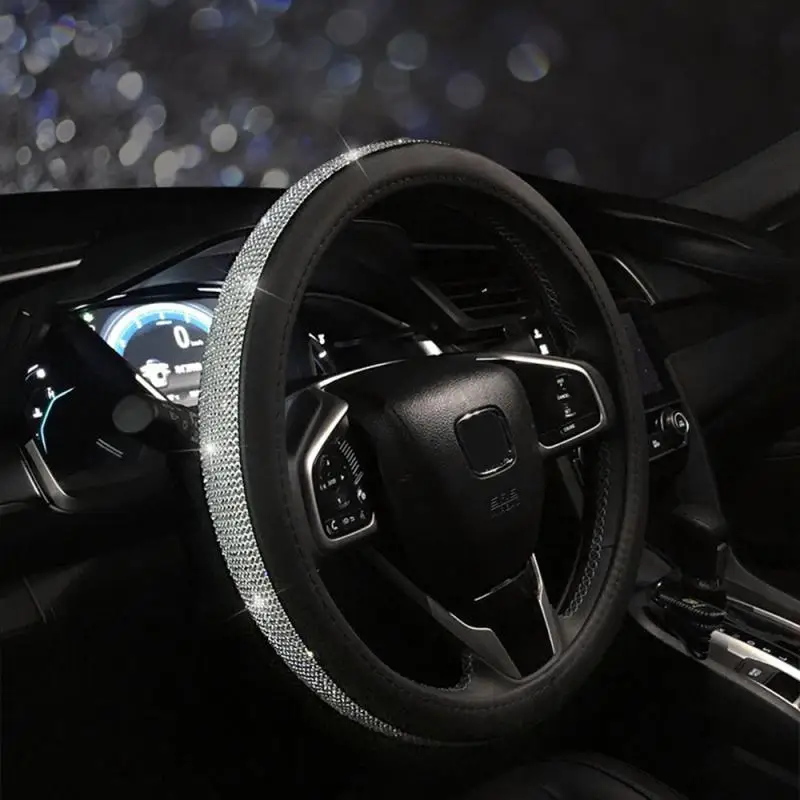 Новинка 2020 автомобильные кожаные чехлы на руль Кристальные стразы блестящие