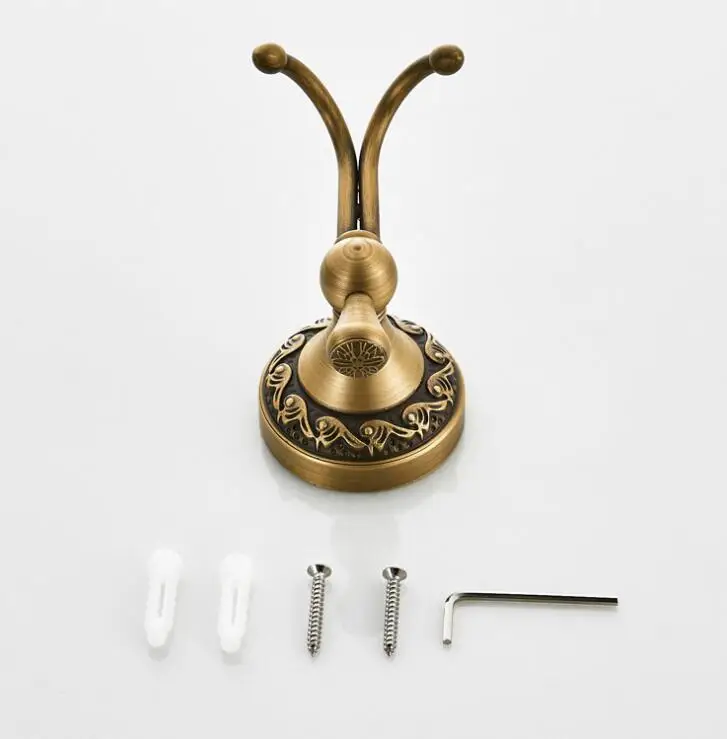 Античные крючки для ванной латунные одежды двери двойные аксессуары комнаты