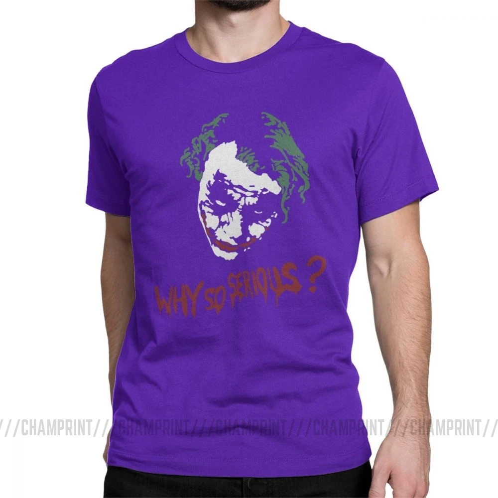 Awesome The Dark Knight Joker Why So Serious футболка отряд самоубийц Мужская футболка Gotham Harajuku футболки уличная одежда с графическим принтом Одежда - Цвет: Фиолетовый