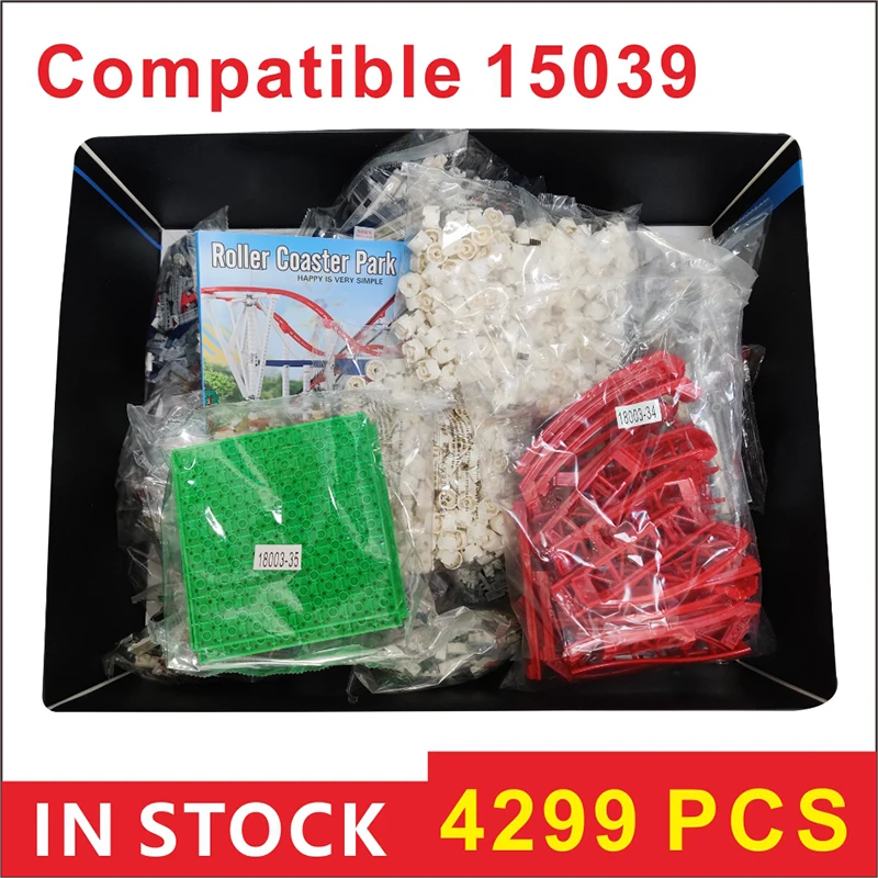 

With Motor Roller Coaster Building Blocks 18003 Assembled DIY Model Toy Kid's Bricks Birthday Christmas Gift 15039 IN STOCK