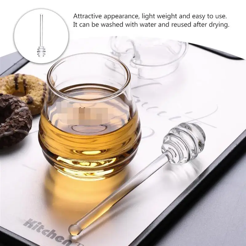 

2pcs Glass Honey Stirring Stick Coffee Jam Stirring Stick Transparent Glass Honey Dippers Stirring Sticks Glass Jam Sticks
