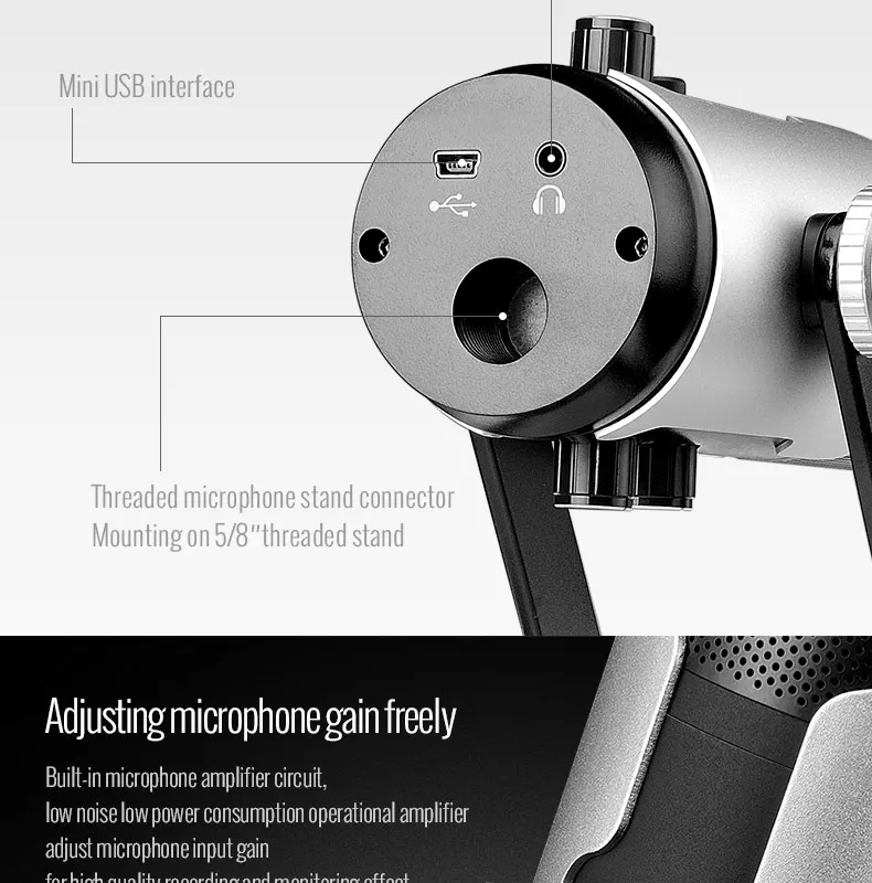 Takstar GX6 USB конденсаторный микрофон с тремя конденсаторными капсулами четыре регулируемых режима записи Встроенный усилитель для наушников