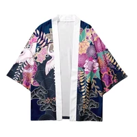 kimono flower red crowned crane element print kimonos japanese traditional kimonos yukata women cardigan kimonos samurai costume
