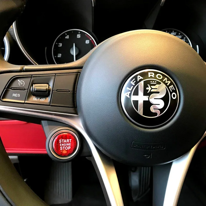 

Car carbon fiber one-click start decoration sticker for Alfa Romeo Julia Stelvio modified steering wheel ignition button sticker