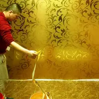 Gold foil wallpaper golden silver European-style ranunculus vetch leaf ceiling ceiling living room bedroom TV background PVC