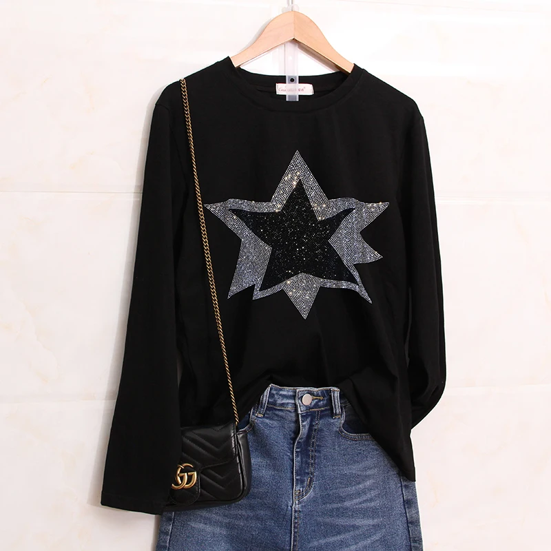 

Женская футболка с длинным рукавом, с круглым вырезом, большого размера, CT07