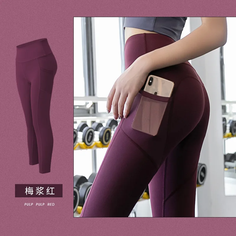 

High Waist Fitness Yoga Women Leggings Stretchy Skinny Side Pockets Push Up Seamless Sports Pants Plus Size S-2XL W776