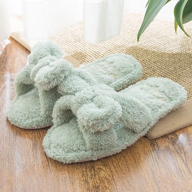 Женские тапочки Новинка Хлопковые с бантом Милые женские зимние теплые домашние