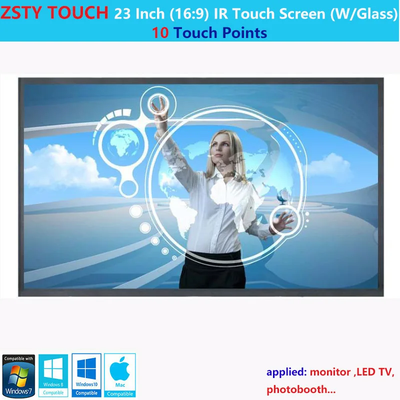

Xintai Touch 23 inch 10 Touch Point 16:9 ratio IR Touch Screen ,infrared touch Panel/Touch overlay kit With Glass