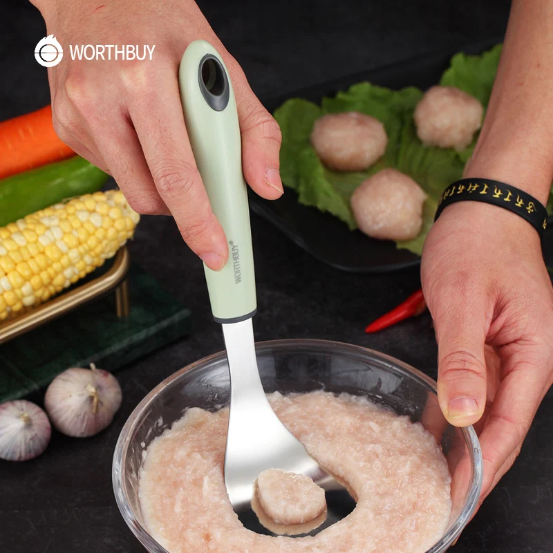 WORTHBUY Прибор для формирования фрикаделек ложка 304 Нержавеющая сталь форма с Non-Slip