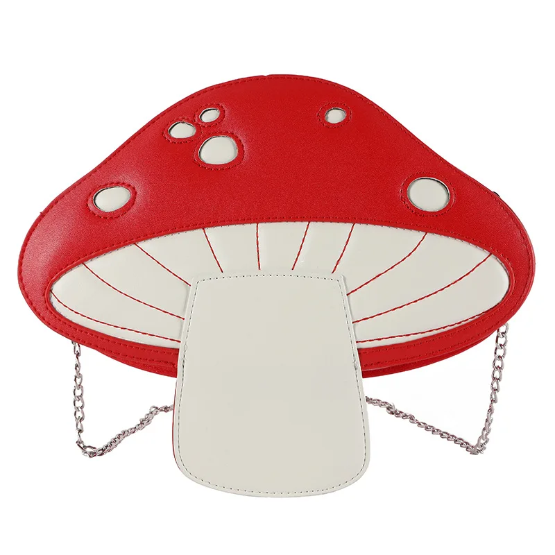 

2020 new fashion personality design funny cute cartoon pu mushroom shape messenger bag chain bag girl