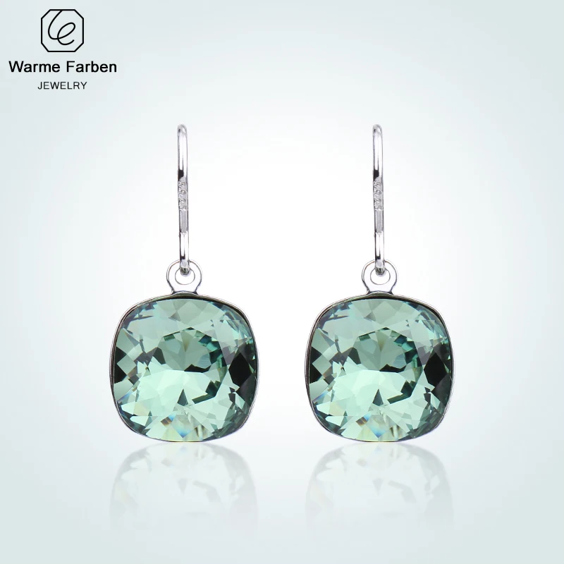 as picture Warme Farben серьги для женщин, сделанные с кристаллами Swarovski, элегантные квадратные висячие серьги с подвеской, хорошее ювелирное изделие, Brincos для женщин - Цвет камня: as picture