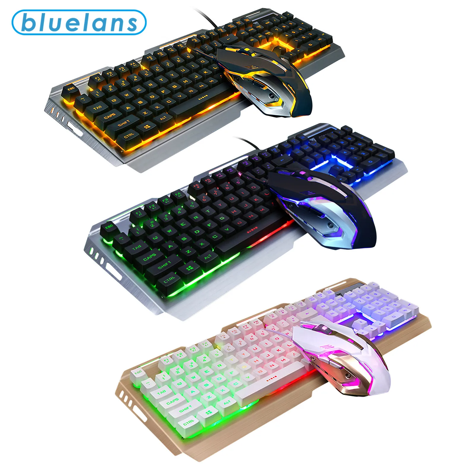 

USB Wired Gaming Keyboard And Mouse Set Notebook Desktop Manipulator sense Rainbow Light Backlit Game Player Keyboard And Mouse