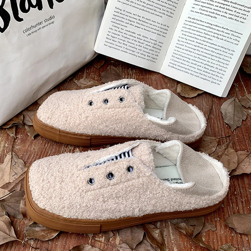 Женские парусиновые туфли теплая и бархатная хлопковая обувь на плоской подошве