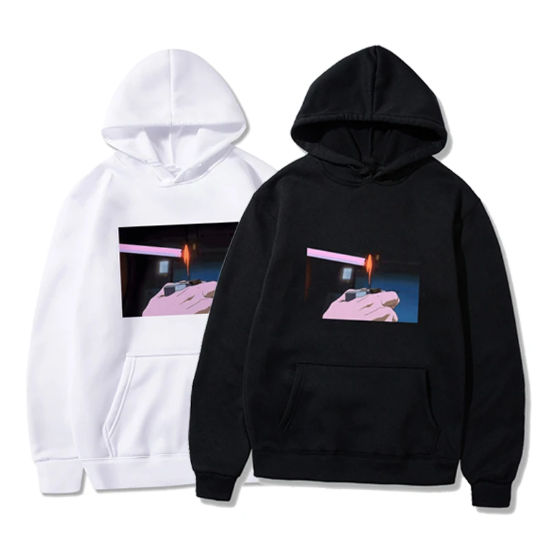 Harajuku Sad somke Vapor wave принт Забавный аниме принт унисекс толстовка мужские толстовки мужские повседневные топы с капюшоном уличная одежда