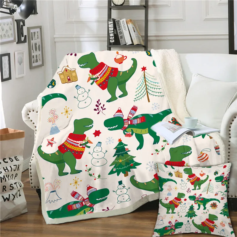 

Cartoon Pattern Cover For Bed And Sofa Christmas Decoration Fleece Blanket Soft Comfortable Warm Blanket Winter