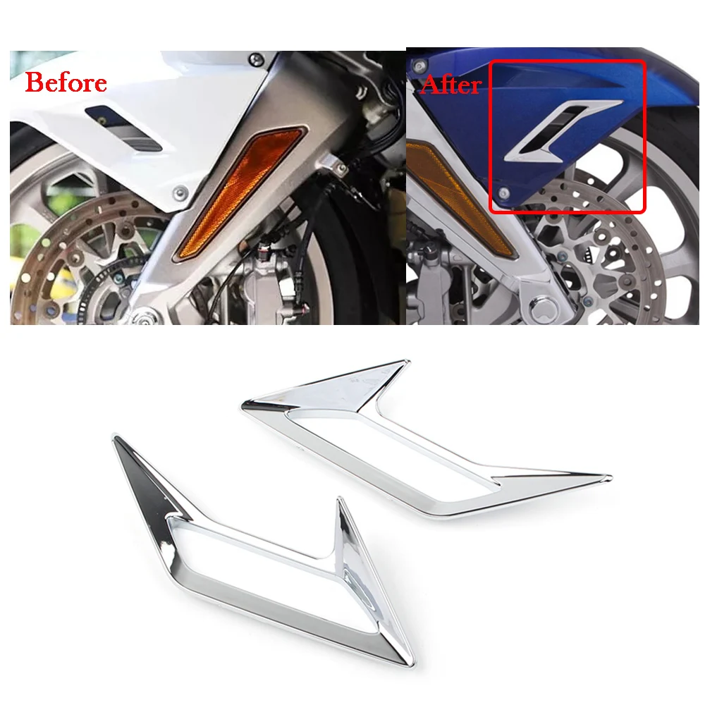 

2Pcs GL1800 Motorcycle Front Fender Vent Trim Accent Air Intake Cover Cap Chrome ABS For Honda Goldwing GL 1800 2018 2019 2020