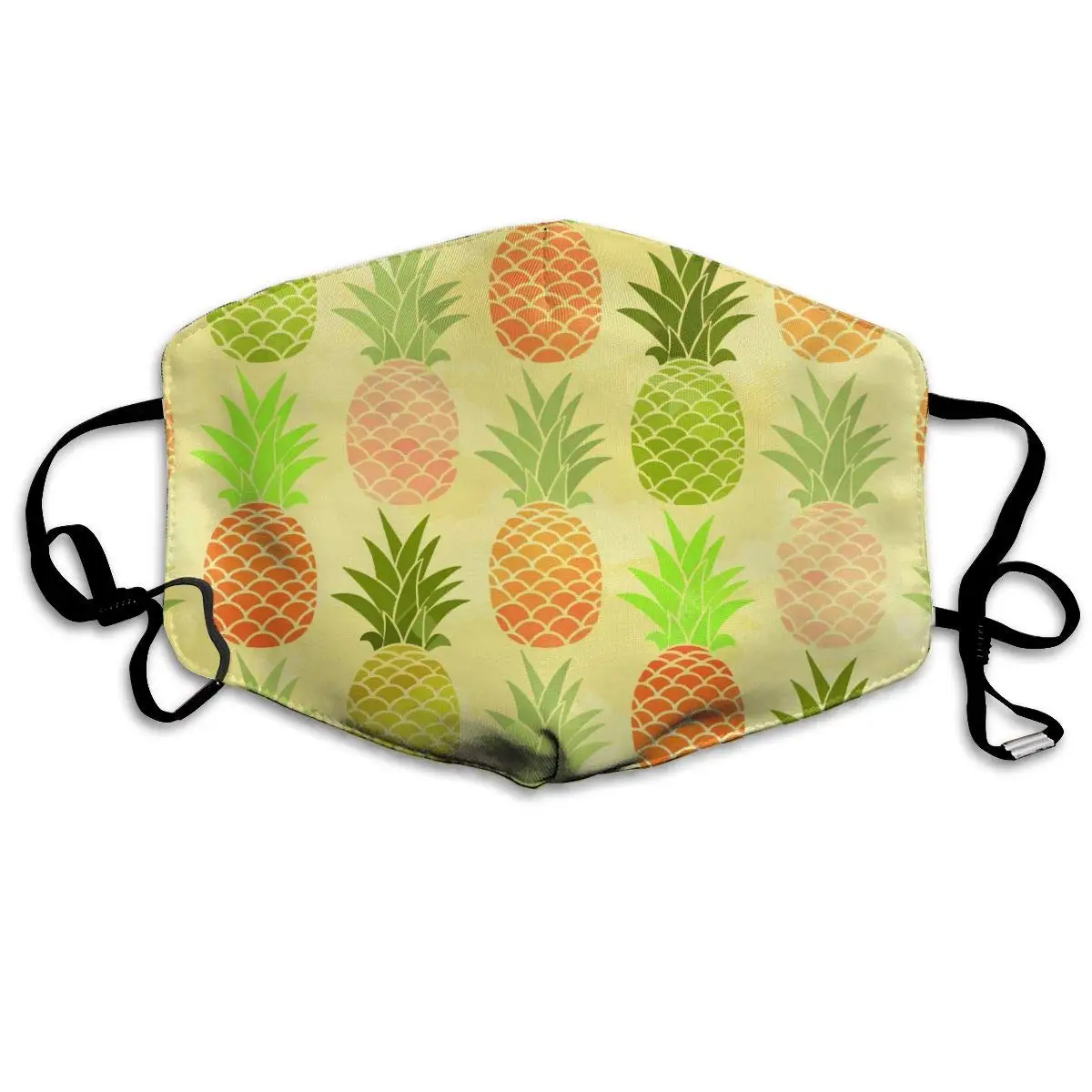 

Cute Pineapple Fruit Washable Reusable Mask, Cotton Anti Dust Half Face Mouth Mask For Kids Teens Men Women With Adjustable