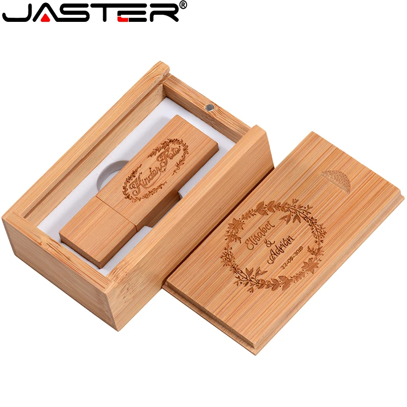 jaster 5 pcslot wooden box usb flash drive free custom logo pen drive 128gb 64gb 32gb memory stick photography wedding gifts free global shipping