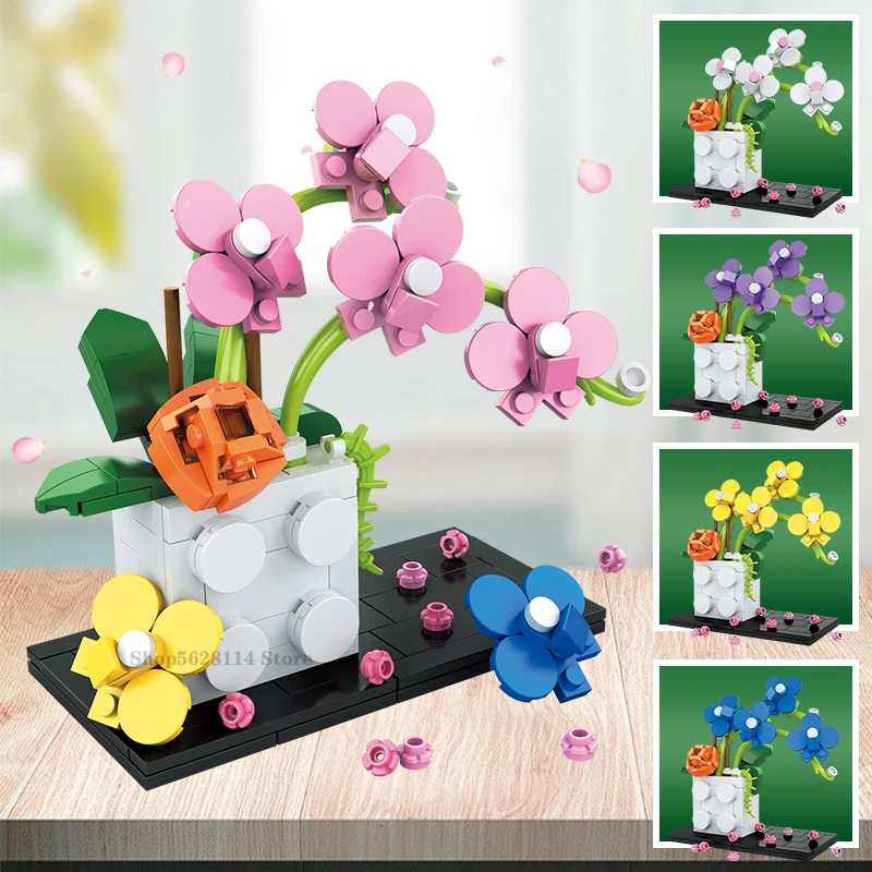 

Creator Flowers Bouquet Building Blocks Romantic Flower Plant Decoration Diy Bricks Kit Toys For Girls Friends Birthday Gift