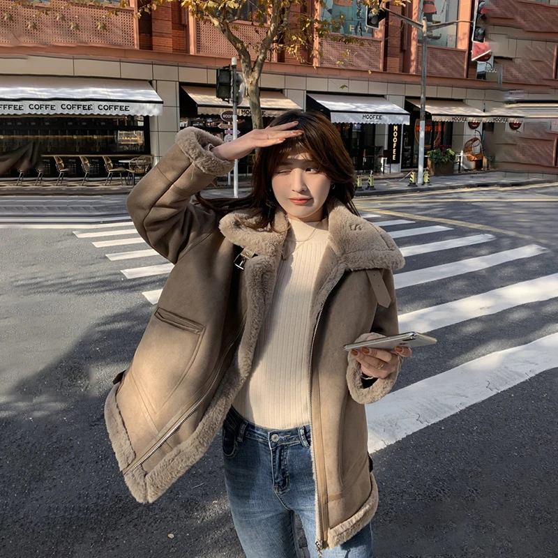 Женское зимнее пальто из овечьей шерсти новинка 2021 Корейская кашемировая