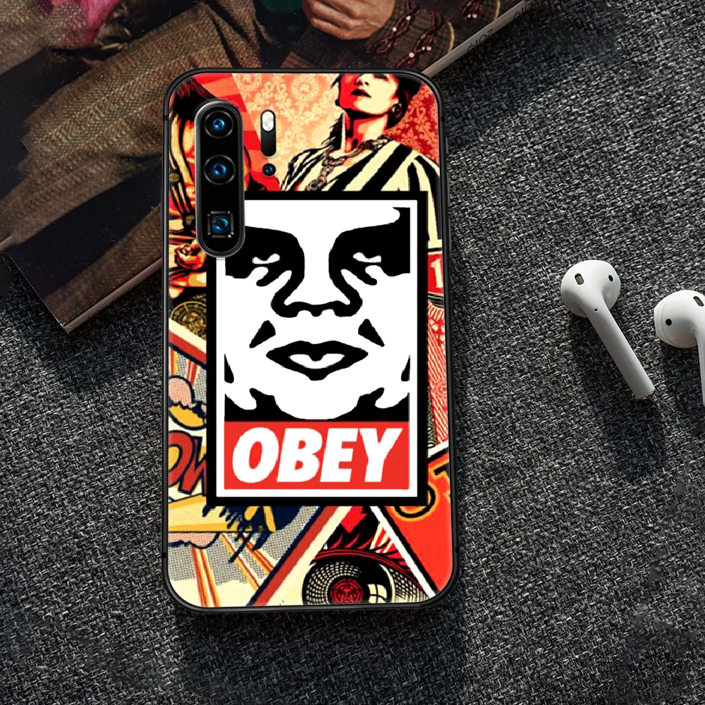 

fashion trend Brand obeys Phone Case Cover Hull For Huawei P8 P9 P10 P20 P30 P40 Lite Pro Plus smart Z 2019 black Etui Tpu Cover