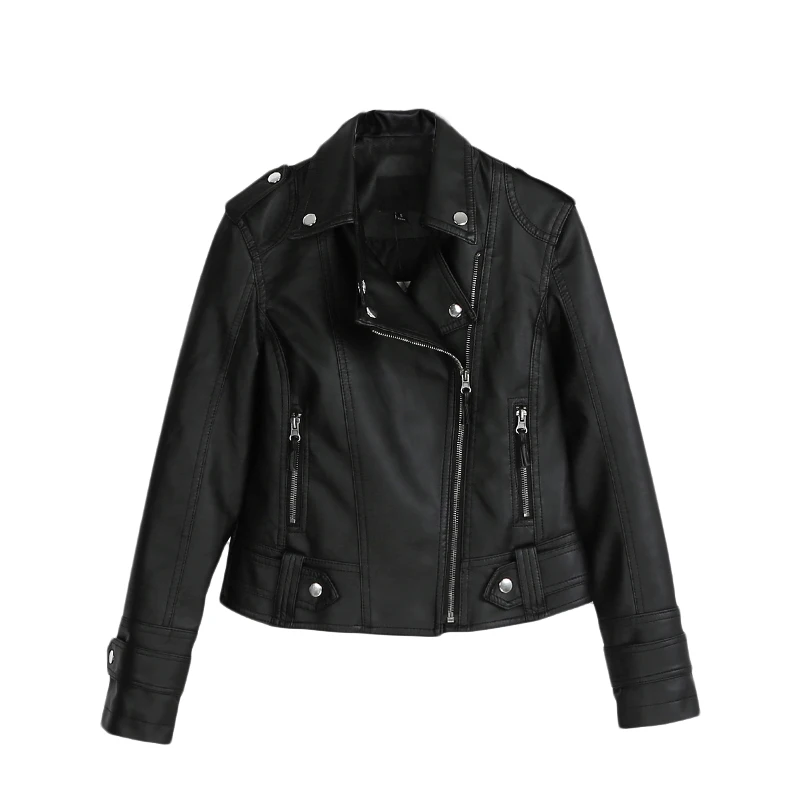 

2021 New Leather Women's Short Jacket Korean Version of Slim Locomotive Clothing Student Lapel All-match Leather Jacket