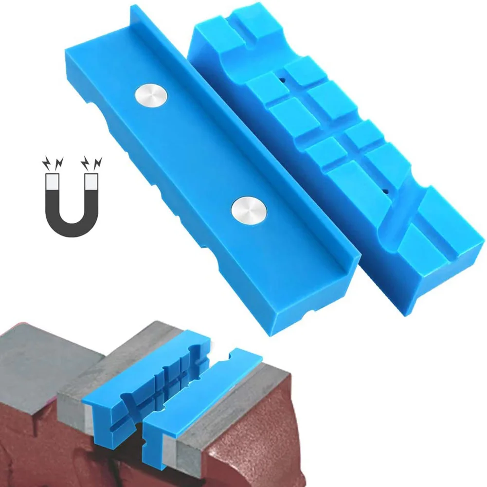 

2pcs Vise Jaw Pads Vise Protection Strip Pair Of Magnetic Soft Pad Jaws Rubber For Metal Vise 5.5Inch Long Pad Bench Vice