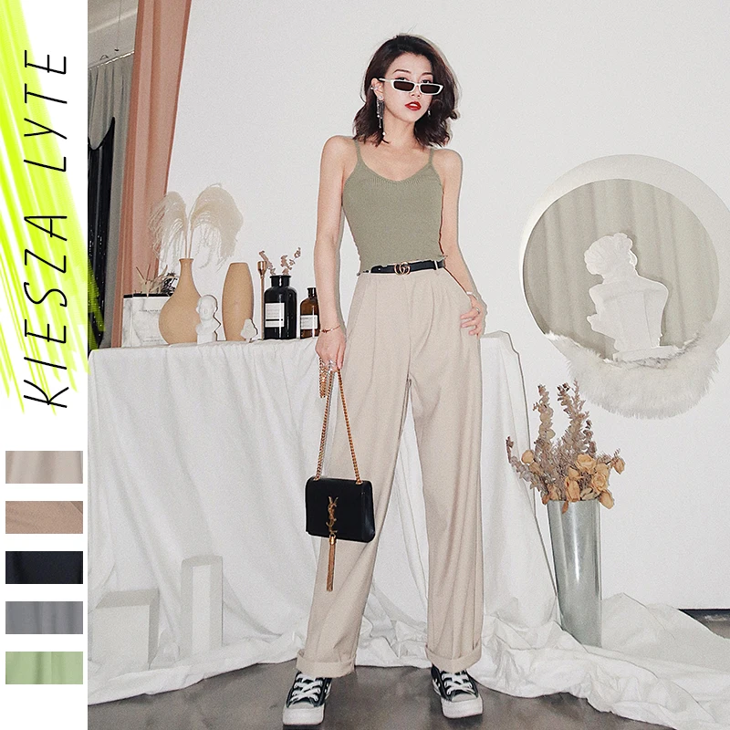 Женские повседневные брюки весна лето 2020 простые однотонные свободные прямые