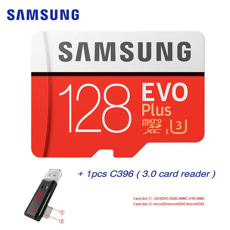 128GB U3 and C396 Карта памяти Samsung EVO PLUS 512GB 256GB 128GB 64GB 4K microsd microSDXC C10 32GB microSDHC класс 10 UHS-1 TF карты Транс - Емкость: 128GB U3 and C396