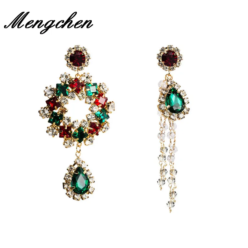 

Bohemian Trendy Colorful Asymmetric Dangle Earring For Women Girls Party Gift Female Wedding Crystal Statement Earrings
