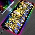 Коврик для мыши с RGB-подсветкой Saint Seiya, настольный игровой компьютерный Коврик для компьютерной мыши, большие аксессуары для геймеров, игровой коврик для мыши Varmilo