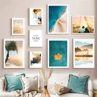 Абстрактные скандинавские постеры, кокосовое дерево, солнечный пляж, залив, городской лес, озеро, настенная Картина на холсте, картины для декора гостиной