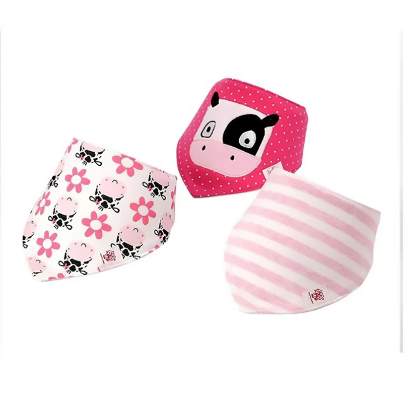qksj002-16 3-Pack/lot Baby Bibs 100%Cotton Waterproof Cute cartoon print embroidery Saliva Towel Newborn Toddler Infant Boys Girls Stuff - Цвет: qksj002-16