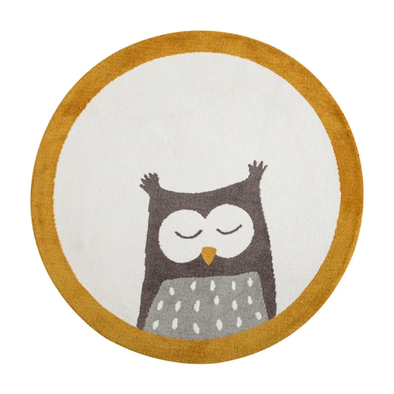 

Baby Play Mat Crawling Carpet Kids Room Floor Rug Round Cartoon Owl Printed Game Pad Playmat Nursery Decoration